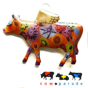 Vintage Brooch Lapel Hat Tie Pin 2002 Art Angel Cow Parade ANGELICOW NEW on Card